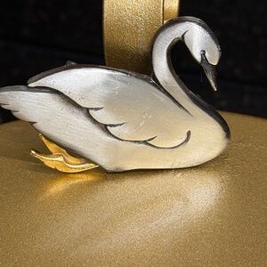 Pewter Silver and Gold Swan Brooch